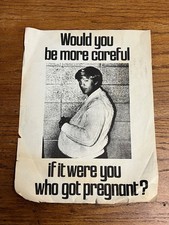 Vintage 70s Propaganda Poster Contraception Pregnant Man Family Planning picture