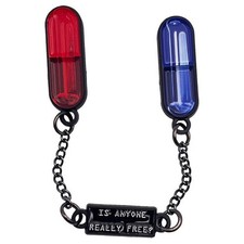 Embossed Enamel Lapel Pin Badge - The Matrix Blue vs Red Pill Set NEW Movie picture