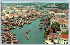 Vintage Postcard~ Aerial View~ Singapore River & City View~ Singapore picture