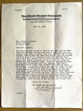 1934 COLORADO SPRINGS, COLORADO vintage typed letter REGARDING LAND FOR SALE picture