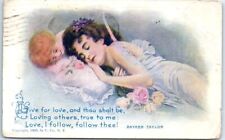 Postcard - Love/Romance Greeting Card with Quote and Girls Flowers Art Print picture