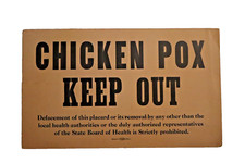 1930s Board of Health Infectious Disease Sign Card WARNING Chicken Pox Plague picture