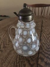 Victorian Northwood Glass white opalescent COINSPOT RING NECK syrup pitcher EAPG picture