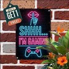 Gaming Zone Video Game Arcade Tin Sign Vintage Player Den Metal Wall Plaque picture