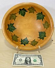 Vintage Decorative Handmade Munising Wooden Bowl with Ivy Leaves Circa 1940's picture