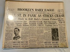 - 10/24/1929 Brooklyn Daily Wall Street Stock Market Crash Newspaper - repo picture
