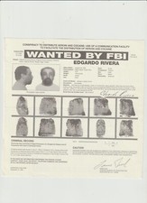 FBI WANTED POSTER EDGARDO RIVERA -COCAINE HEROIN DISTRIBUTION-USE COMMUNICATION picture