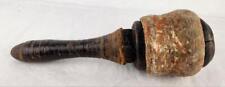 Antique Craftsman Maul Cast Iron & Leather Rawhide Mallet Club Hammer picture