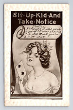 C HOBSON Pretty Woman Playing Card Sit Up & Take Notice Postcard picture