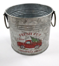 Home Decor Fresh Cut Christmas Trees Red Truck Tin Can Small Tree Container picture