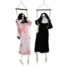 2 Pack 3FT Halloween Hanging Grim Reaper Ghosts Lighted Eyes Swinging Decor picture