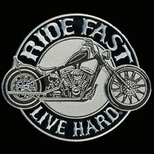 RIDE FAST LIVE HARD CIRCLE BIKE IRON ON 4 INCH BIKER PATCH (CB1) picture