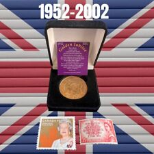 1952-2002 Queen Elizabeth II Gold Jubilee Coin Medal W/COA & STAMPS picture