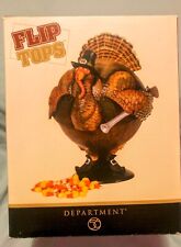 VINTAGE Dept. 56 Thanksgiving Turkey Pilgrim Flip Tops Candy Dish STILL BOXED picture