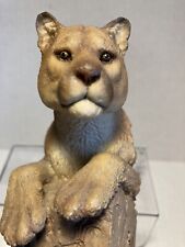 Vintage 2003 MCSI Mill Creek Studios Mountain Lion Cougar Carved Paperweight EUC picture