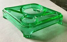 Vintage Green Glass Ink Well Pen Rest/ Trinket Dish Footed Art Deco Style picture