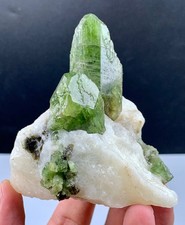 213 Gram Beautiful Self Stand Greenish Diopside Crystals On Calcite Matrix @ Afg picture