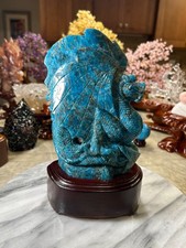 Dragon Blue Appetite carving with custom wood stand picture