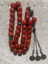 German Faturan Cherry Amber Bakelite 33 Prayer Beads Tesbih Misbaha Rosary  picture