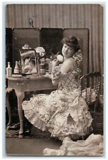 1908 Woman Doing Make Up Mirror Chambersburg Pennsylvania PA Antique Postcard picture
