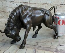 Art Deco Stock Market Bull Hot Cast Bronze Sculpture Statue Figurine Figure picture