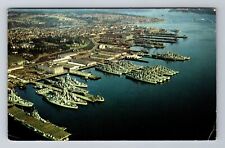 Bremerton WA-Washington, Aerial U.S. Naval Shipyard, Vintage c1964 Postcard picture