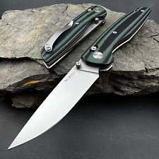 VORTEK FOCAL Black Green G10 D2 Axis Lock Blade EDC Large Folding Pocket Knife picture