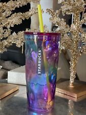 NWT Starbucks Summer 2024 Purple Rainbow Luster Iridescent Glass Tumbler picture