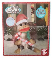 Gemmy Christmas Inflatable Sock Monkey 5 Foot Blow Up Holiday Yard Decor Lighted picture