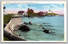 Along the Shore to the Lighthouse. Watch Hill, Rhode Island Postcard picture