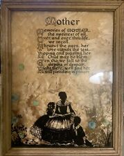 Vintage Milkweed Silhouette Reverse Painting Victorian MOTHER with CHILDREN picture