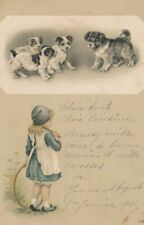 Four Dogs, Girl and Hoop Helena Maguire Postcard - udb - 1905 picture