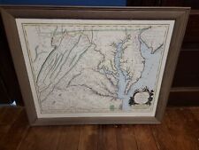 1755 VIRGINIA MARYLAND DELAWARE MAP CARTE DE LA VIRGINIE PICTURE FRAME VTG LARGE picture