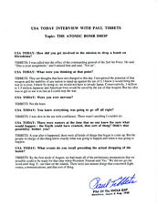 Signed B-29 Pilot Paul Tibbets, Atomic Bomb Hiroshima, Interview NOT REPO picture