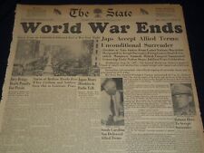 1945 AUGUST 15 THE STATE NEWSPAPER - WORLD WAR ENDS - COLUMBIA SC- NT 9572 picture