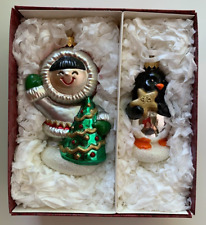 Hallmark 1998 Ornament Set 0f 2 ~ Blown Glass Frosty Friends ~Made in Poland NEW picture