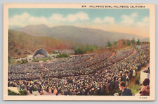 Hollywood California Hollywood Bowl Stadium Linen Postcard picture