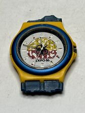 Vtg Expo 86 Swatch Quartz Watch By Swatch Swiss Made Blue/Yellow Vancouver Expo picture