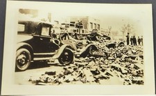 RPPC ~ 1933 Long Beach Earthquake. Main St., Compton, CA. Ford Model As picture