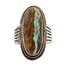 NATIVE AMERICAN STERLING ROYSTON TURQUOISE APPLIED WIRE, FILE WORK RING 8.5 picture