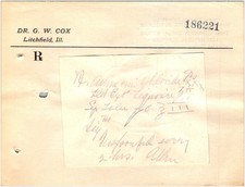 Corner Drug Store Litchfield IL 1910s Filled Prescription Script for Influenza picture