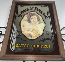 Vintage French Advertising Mirrored Picture Chocolat Poulain Wall Hanging Art picture
