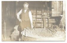 Strange Open Eyed Blacksmith, Antique Occupational RPPC Photo Postcard picture