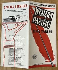 VTG 1958 Western Pacific Timetable Brochure CA Zephyr Feather River Route picture