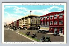 Cheyenne WY-Wyoming, Sixteenth Street & Business District, Vintage Postcard picture