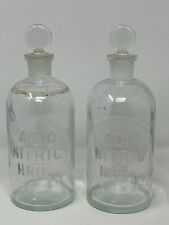 VINTAGE APOTHECARY ~ ACID NITRIC HNO3 ~  BOTTLE Lot Of 2 Glass Bottles, Oddity picture