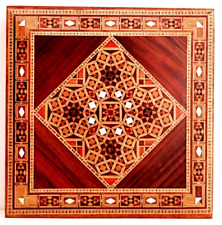 Middle East Wood Marquetry Box Handmade Detail Jewelry Trinkets, Red Felt Inside picture