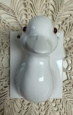 Vintage Porcelain Duck Goose Apron Hanger Wall Mount White French Country 3
