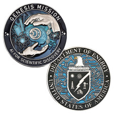 AI FOR DISCOVERY DEPARTMENT OF ENERGY GENESIS MISSION 1.75" CHALLENGE COIN picture
