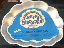 Vintage Amscan Happy Birthday Rainbow Cloud Cake Mold Pan Aluminum Bakeware picture